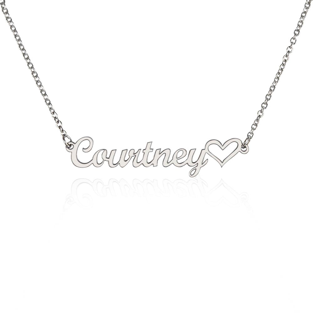 Personalized Heart Name Necklace – Custom Cursive Name Jewelry Gift for Her
