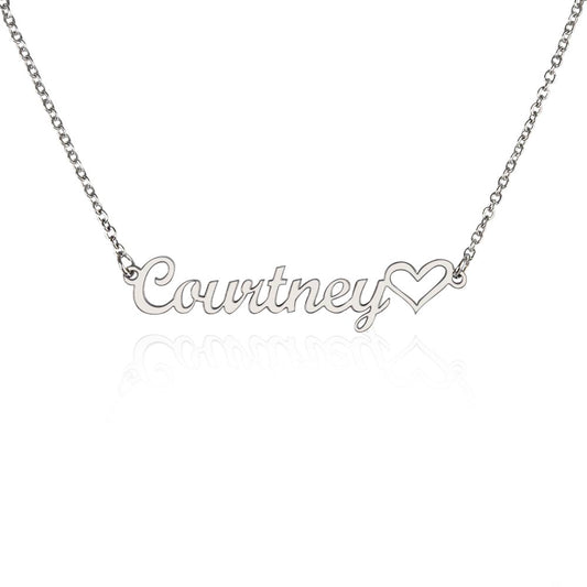 Personalized Heart Name Necklace – Custom Cursive Name Jewelry Gift for Her