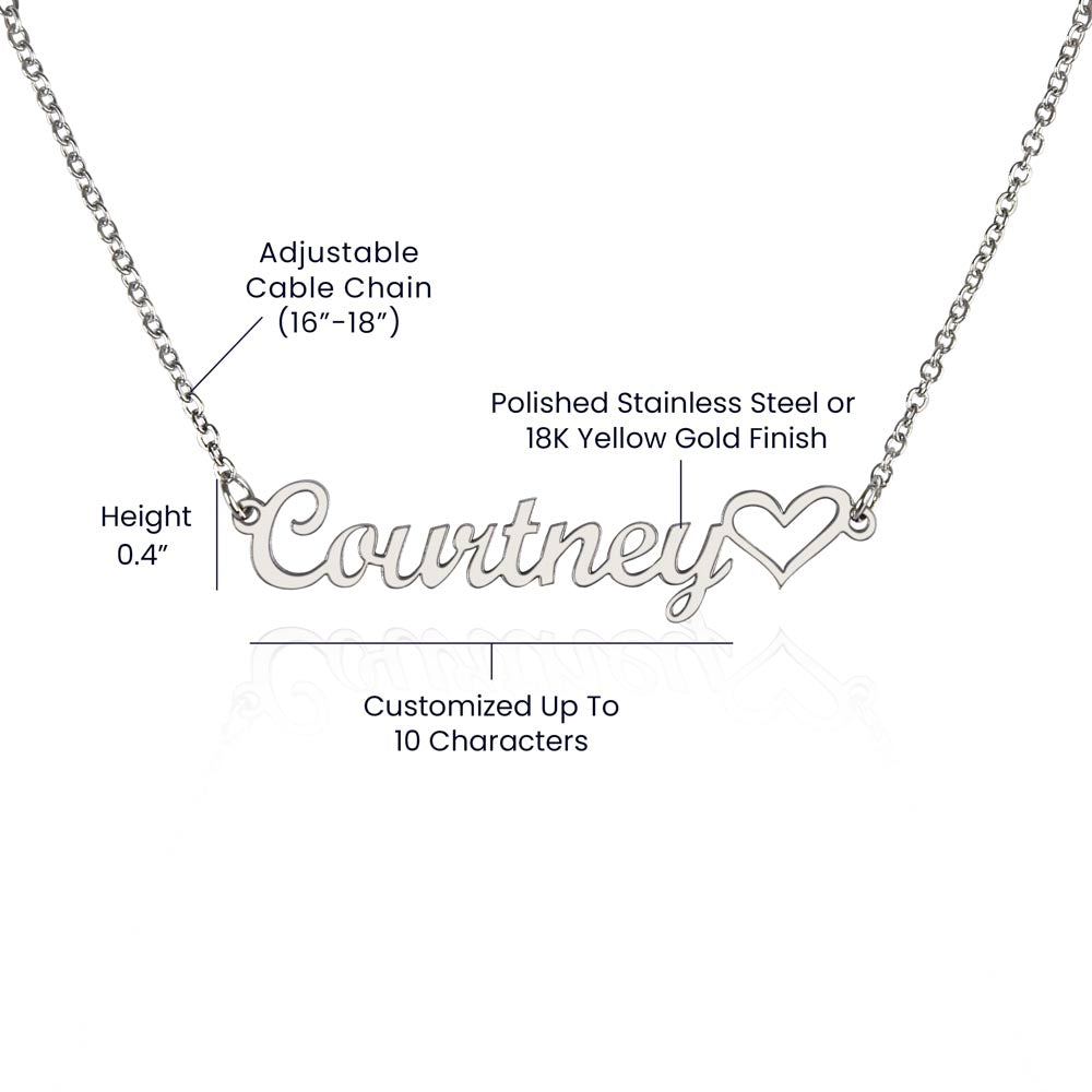 Personalized Heart Name Necklace – Custom Cursive Name Jewelry Gift for Her