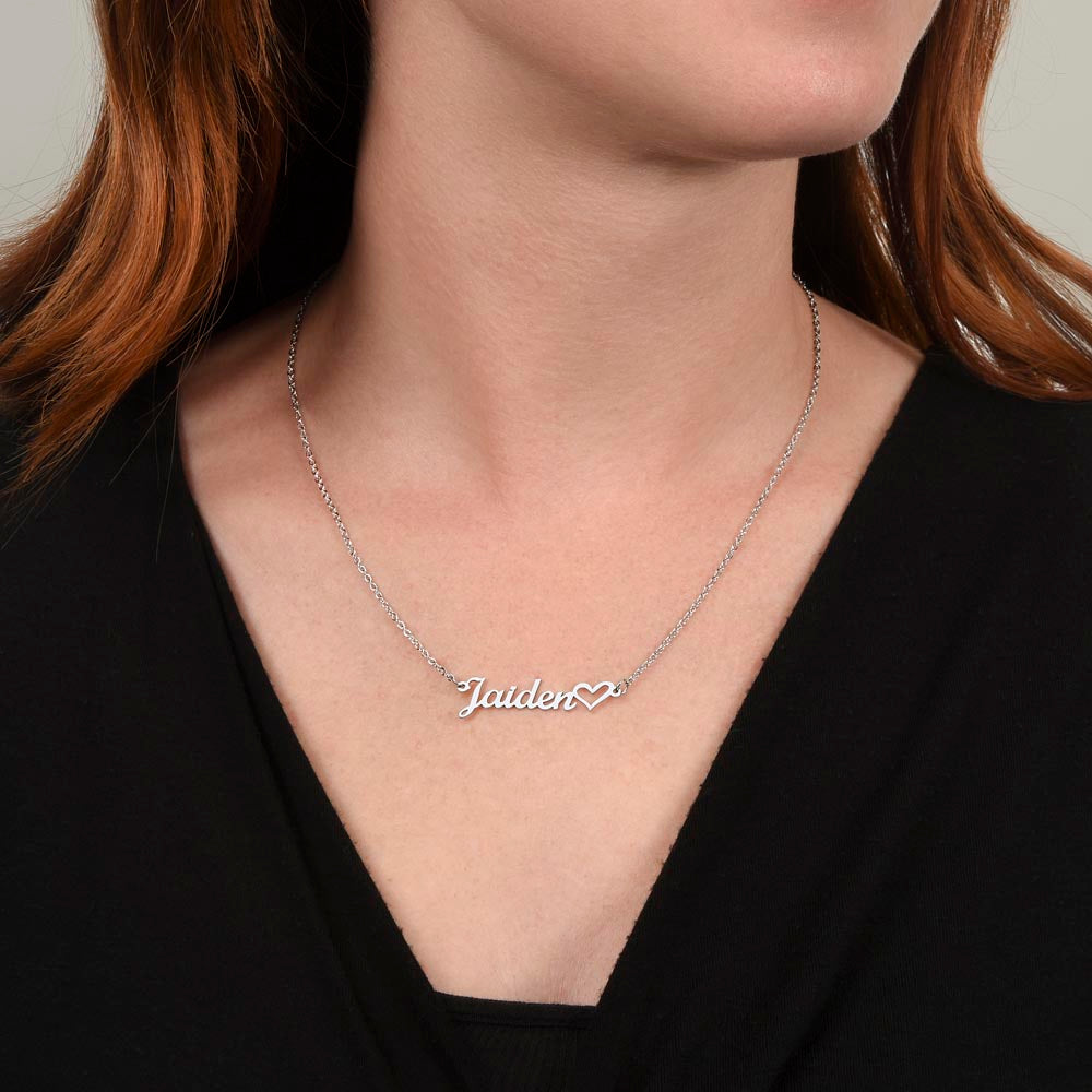 Personalized Heart Name Necklace – Custom Cursive Name Jewelry Gift for Her