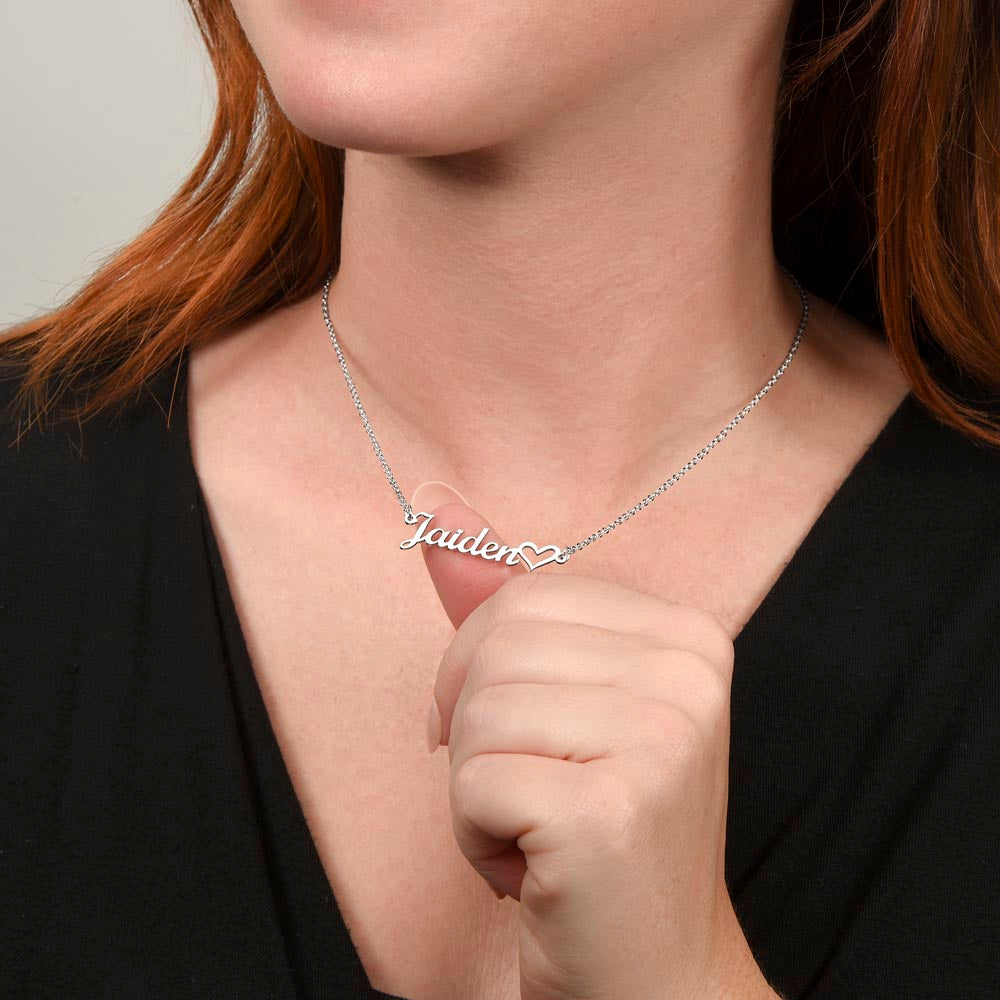 Personalized Heart Name Necklace – Custom Cursive Name Jewelry Gift for Her