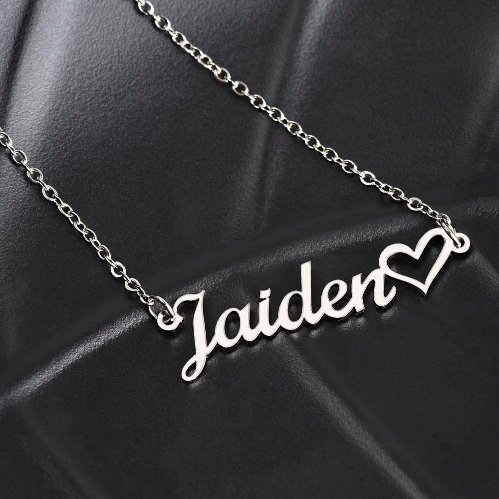 Personalized Heart Name Necklace – Custom Cursive Name Jewelry Gift for Her