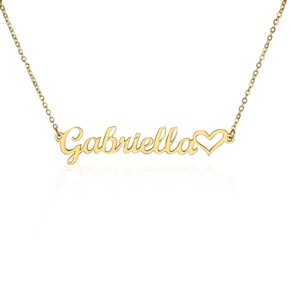 Personalized Heart Name Necklace – Custom Cursive Name Jewelry Gift for Her