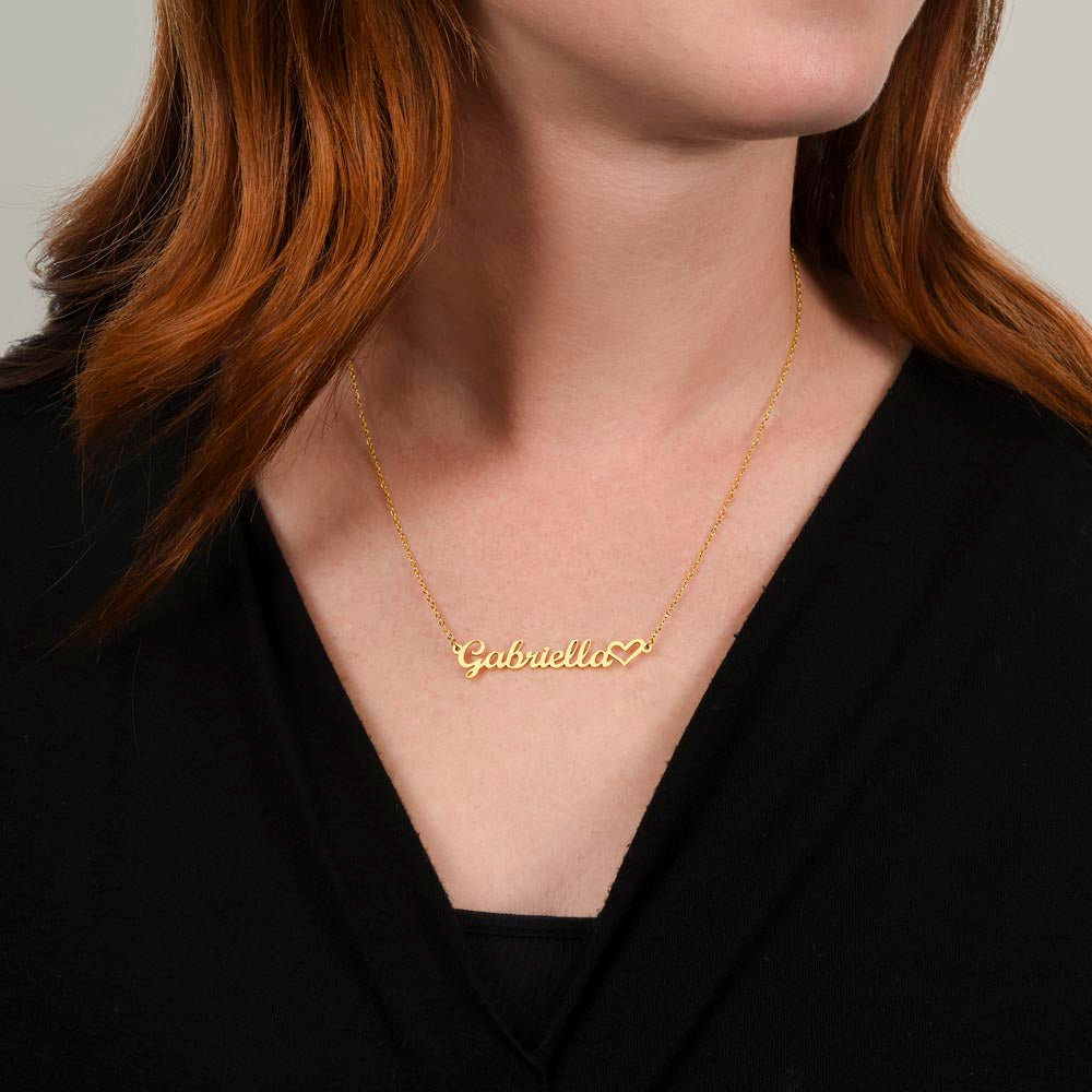 Personalized Heart Name Necklace – Custom Cursive Name Jewelry Gift for Her