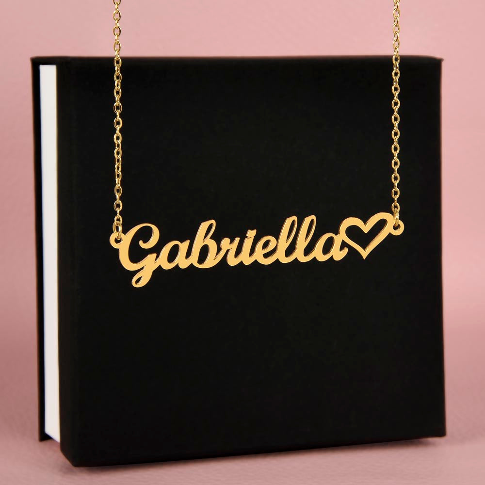 Personalized Heart Name Necklace – Custom Cursive Name Jewelry Gift for Her