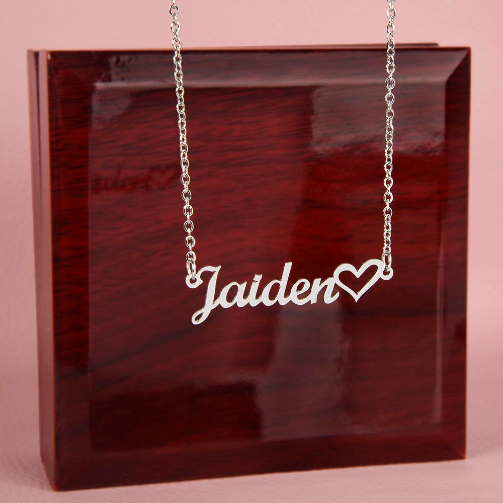 Personalized Heart Name Necklace – Custom Cursive Name Jewelry Gift for Her