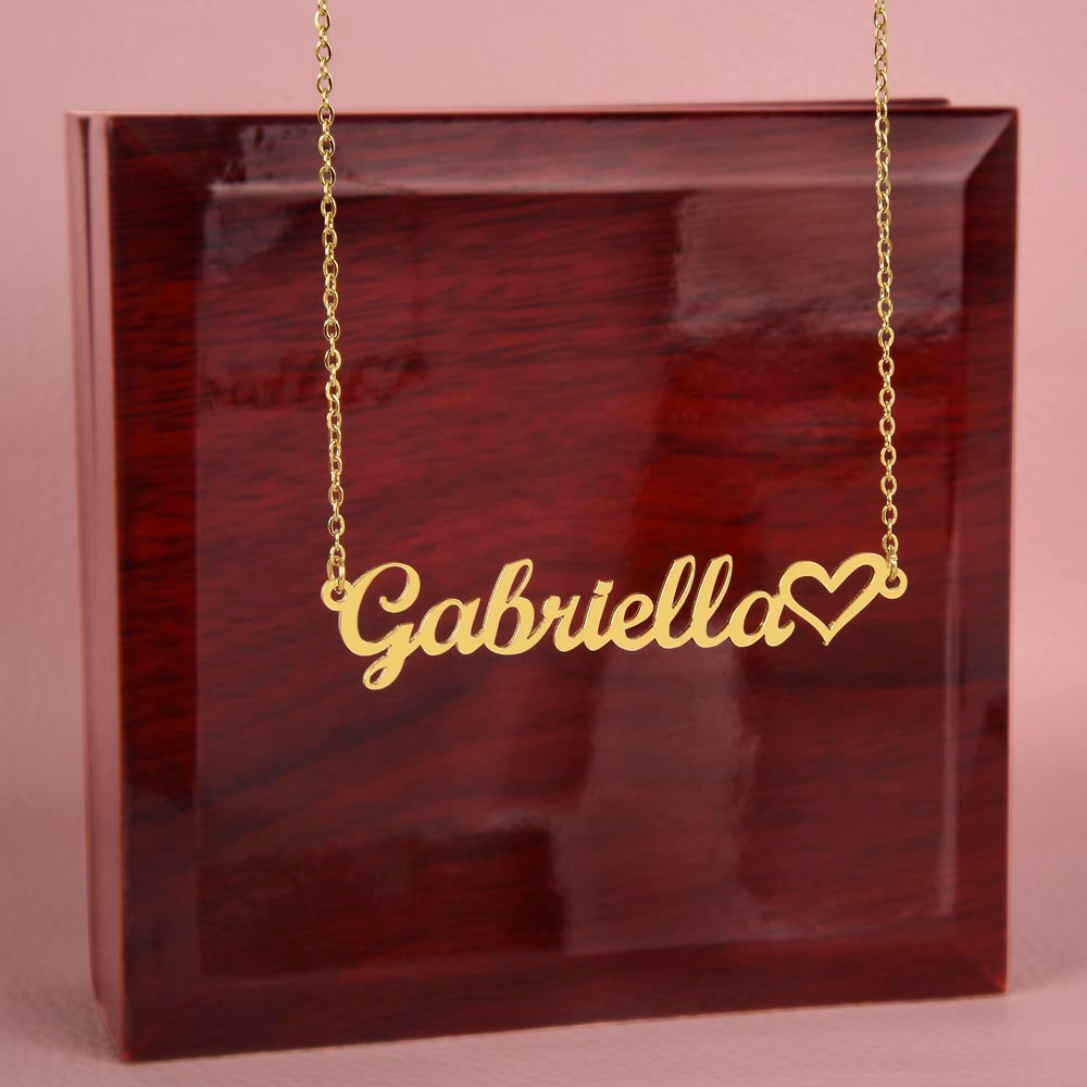 Personalized Heart Name Necklace – Custom Cursive Name Jewelry Gift for Her