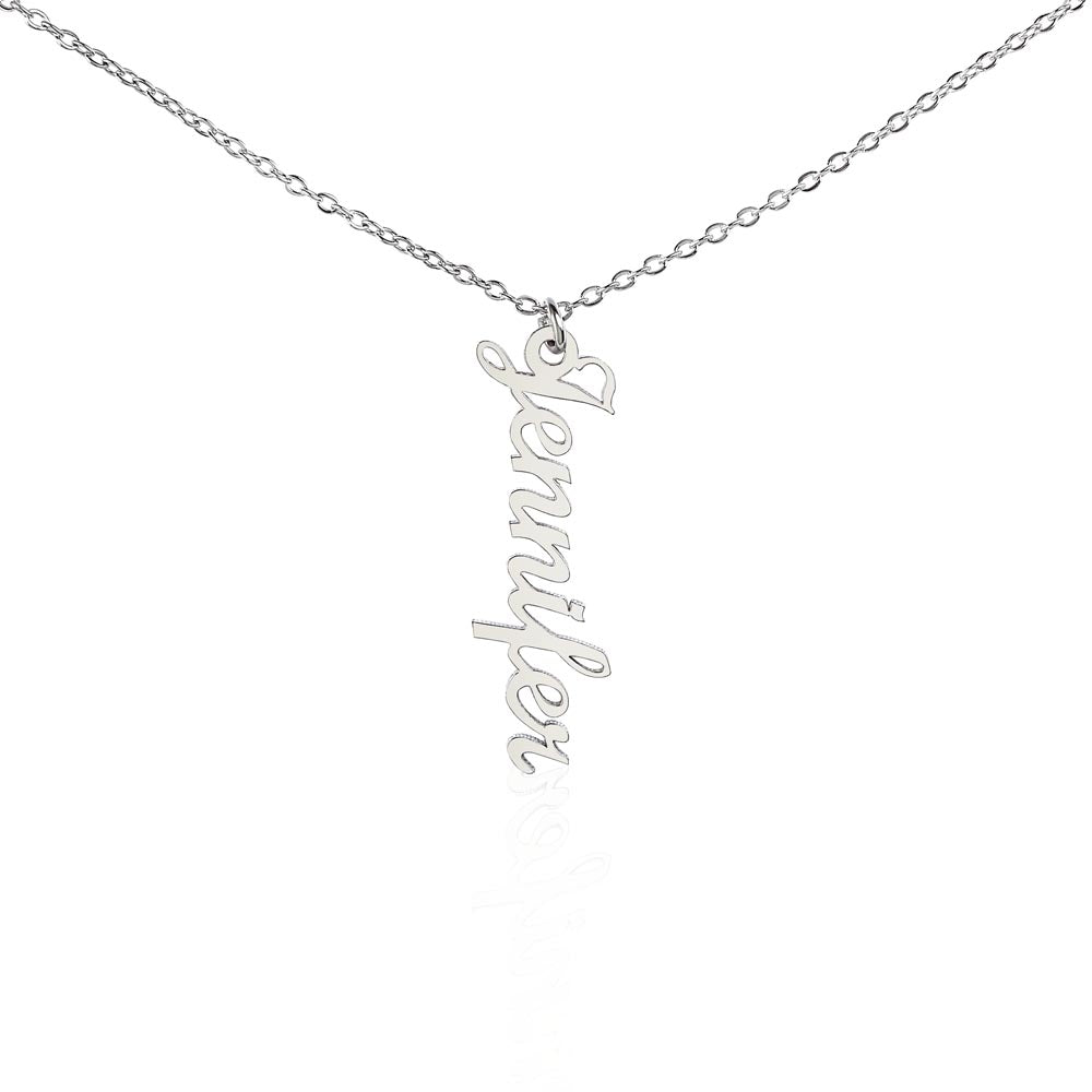 Personalized Vertical Name Necklace – Custom Script Jewelry Gift for Her