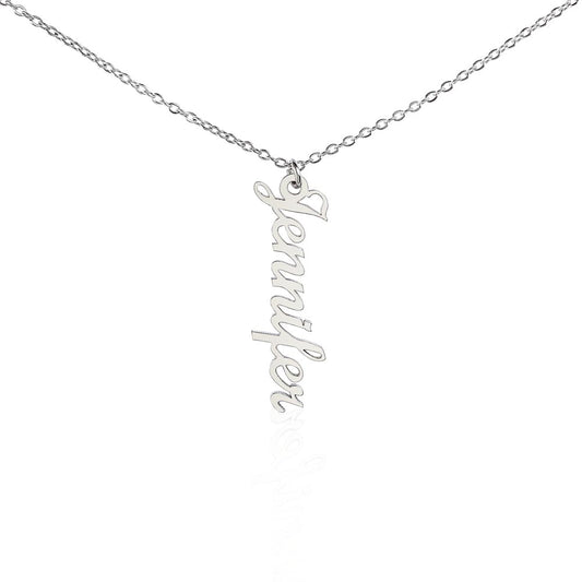 Personalized Vertical Name Necklace – Custom Script Jewelry Gift for Her