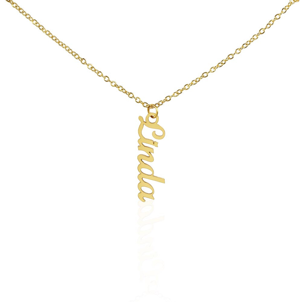 Personalized Vertical Name Necklace – Custom Script Jewelry Gift for Her