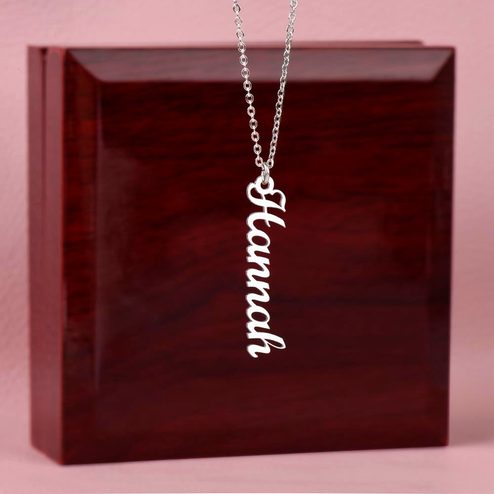 Personalized Vertical Name Necklace – Custom Script Jewelry Gift for Her