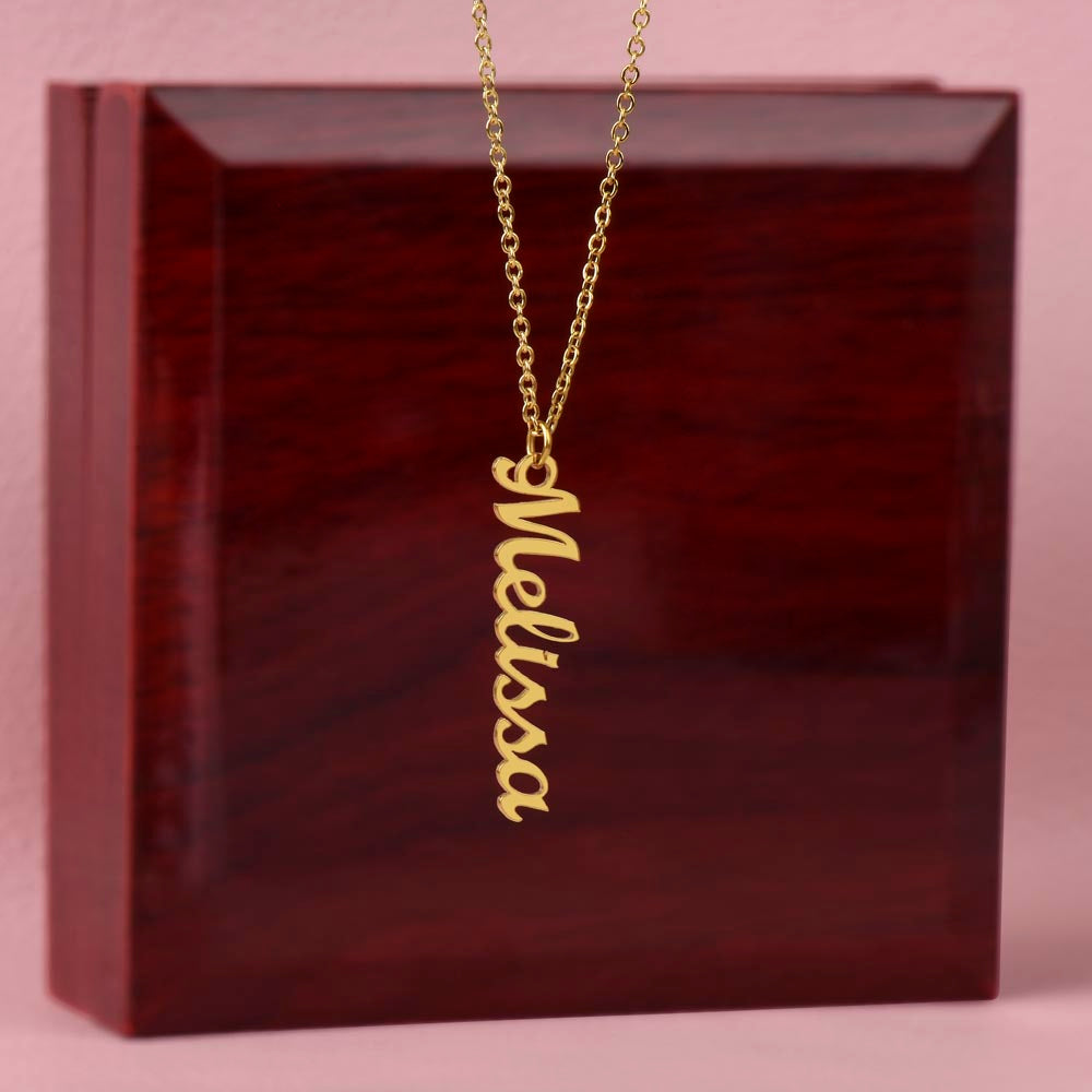 Personalized Vertical Name Necklace – Custom Script Jewelry Gift for Her