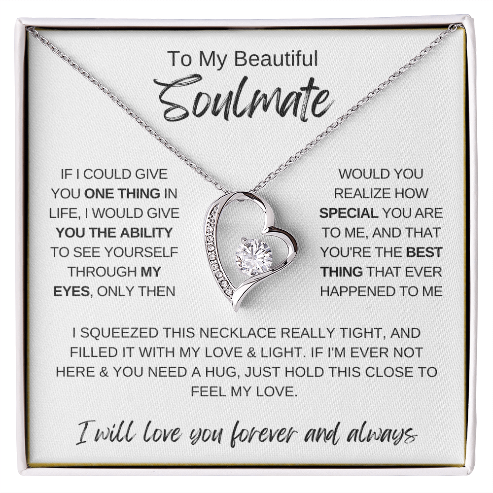 To My Soulmate Necklace, Romantic Gift for Her, Love Message Card Jewelry, Anniversary Gift, Wife or Girlfriend Gift, Heart Necklace