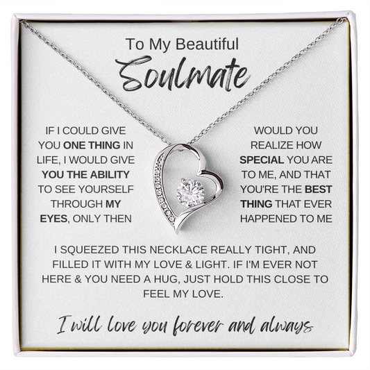 To My Soulmate Necklace, Romantic Gift for Her, Love Message Card Jewelry, Anniversary Gift, Wife or Girlfriend Gift, Heart Necklace