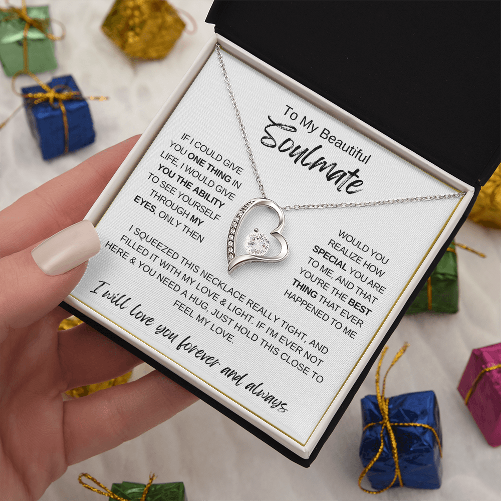 To My Soulmate Necklace, Romantic Gift for Her, Love Message Card Jewelry, Anniversary Gift, Wife or Girlfriend Gift, Heart Necklace
