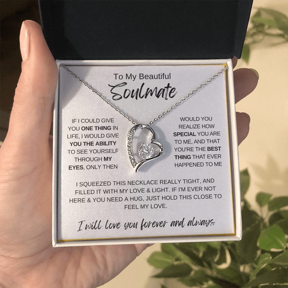To My Soulmate Necklace, Romantic Gift for Her, Love Message Card Jewelry, Anniversary Gift, Wife or Girlfriend Gift, Heart Necklace