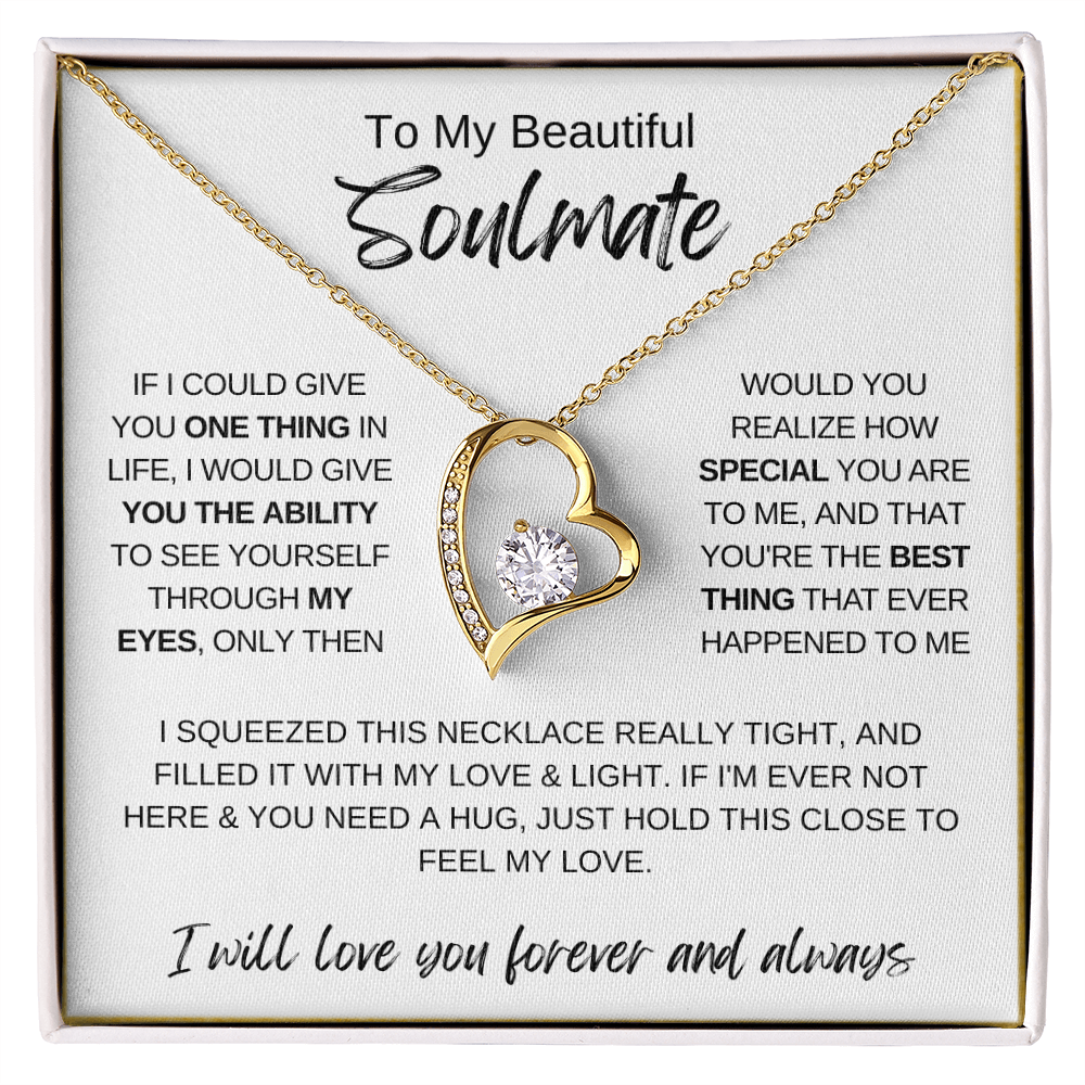 To My Soulmate Necklace, Romantic Gift for Her, Love Message Card Jewelry, Anniversary Gift, Wife or Girlfriend Gift, Heart Necklace