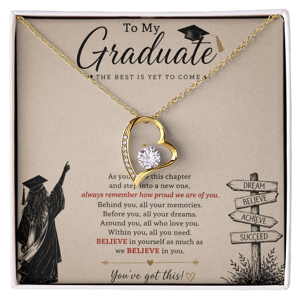 To My Graduate – Believe in Yourself Love Knot Necklace | Graduation Gift for Daughter | Inspirational Jewelry Gift | Proud of You Gift