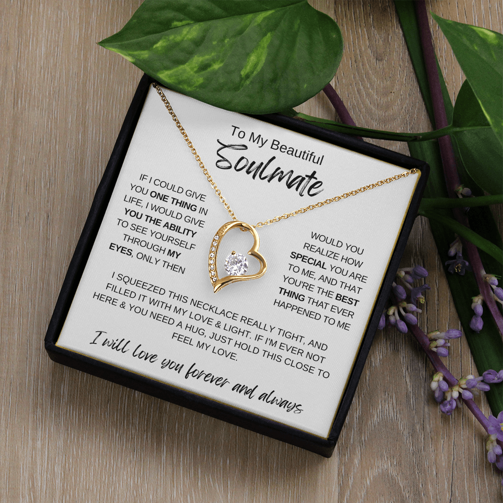 To My Soulmate Necklace, Romantic Gift for Her, Love Message Card Jewelry, Anniversary Gift, Wife or Girlfriend Gift, Heart Necklace