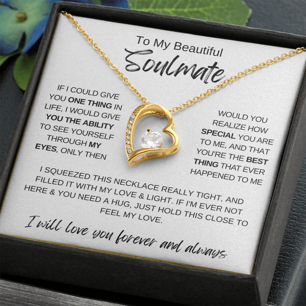 To My Soulmate Necklace, Romantic Gift for Her, Love Message Card Jewelry, Anniversary Gift, Wife or Girlfriend Gift, Heart Necklace