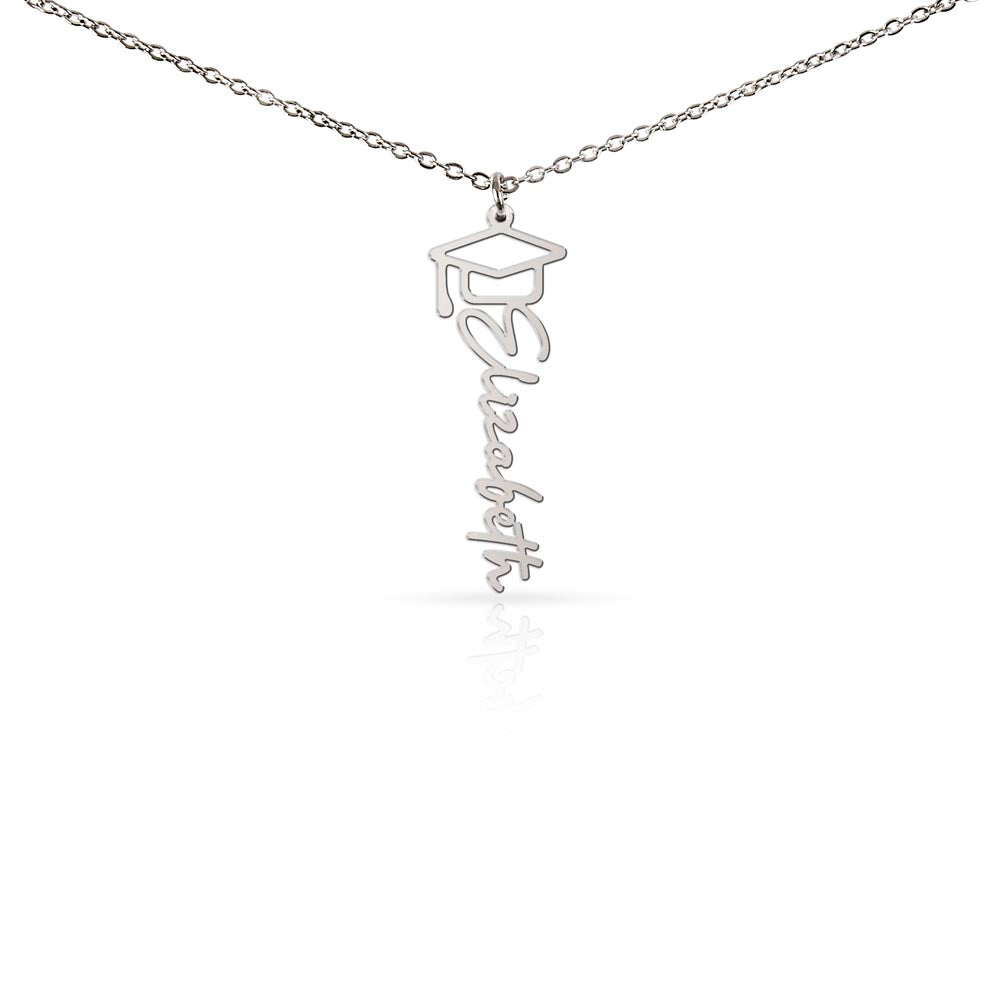 Personalized Graduation Name Necklace – Custom Gift for Graduate (Cap Charm)