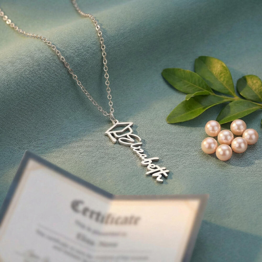 To My Graduate – Personalized Graduation Cap Name Necklace | Inspirational Gift for Daughter | Custom Graduation Jewelry Gift