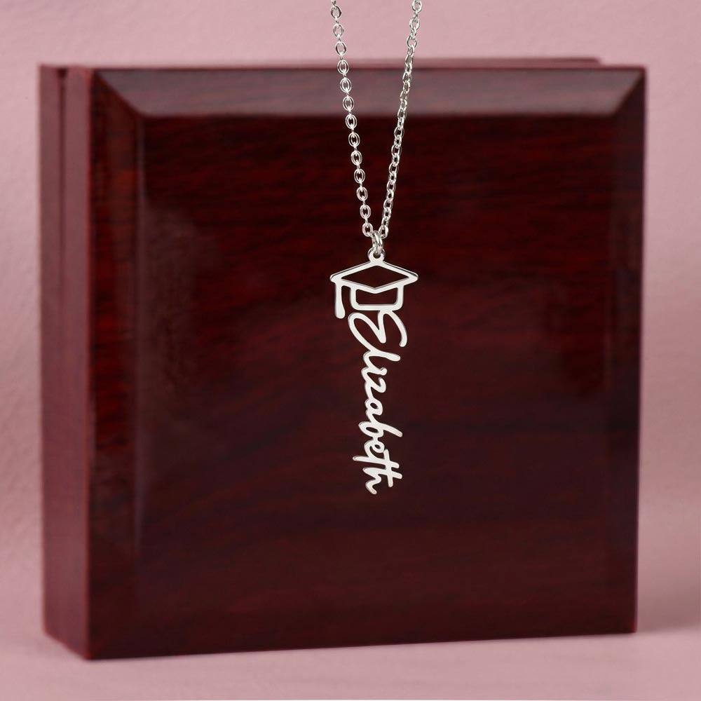To My Graduate – Personalized Graduation Cap Name Necklace | Inspirational Gift for Daughter | Custom Graduation Jewelry Gift